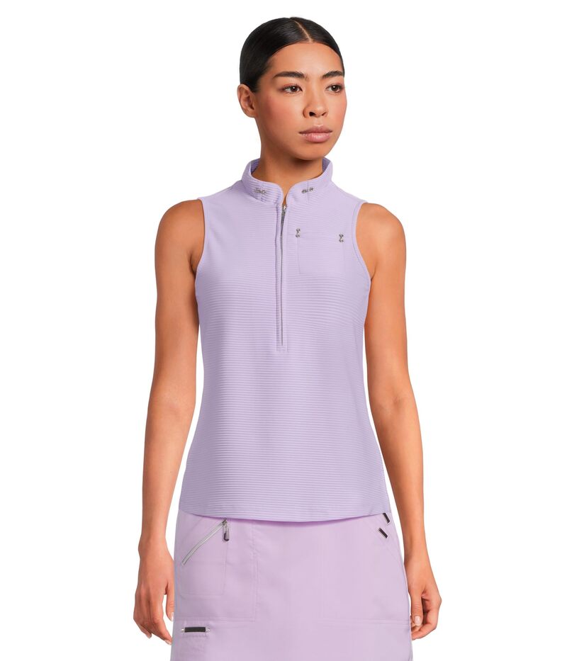 ジャイミーサドック レディース トップス シャツ ノースリーブ Jamie Sadock Textured Ottoman Solid Sleeveless Polo Lilac Purple パープル