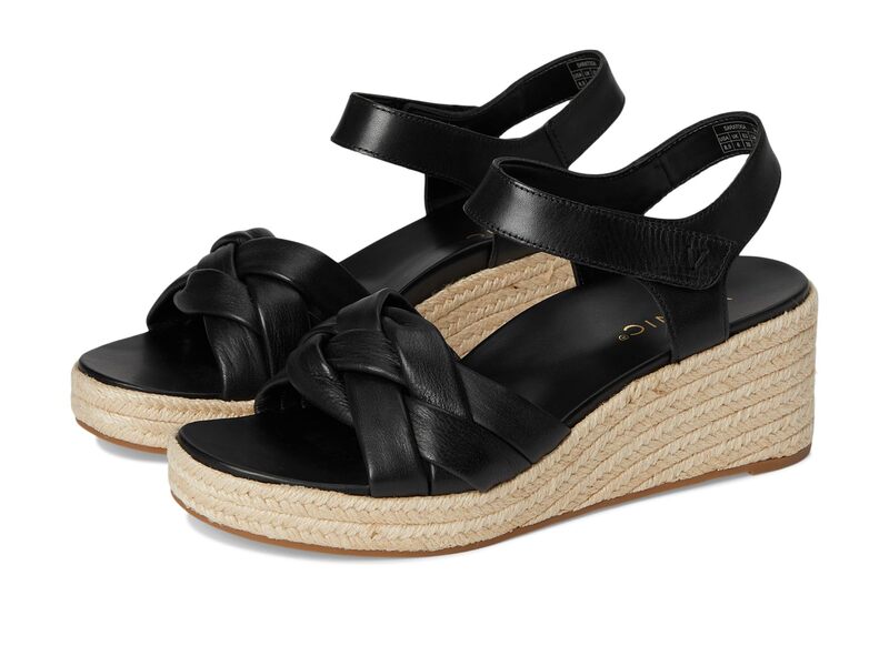 バイオニック レディース シューズ ヒール サンダル VIONIC Saratoga Espadrille Sandals Black Leather ブラック