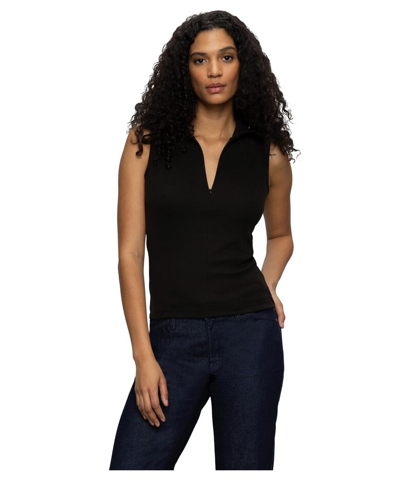サンクチュアリー レディース トップス シャツ ノースリーブ Sanctuary Sleeveless Zip Mock Black ブラック