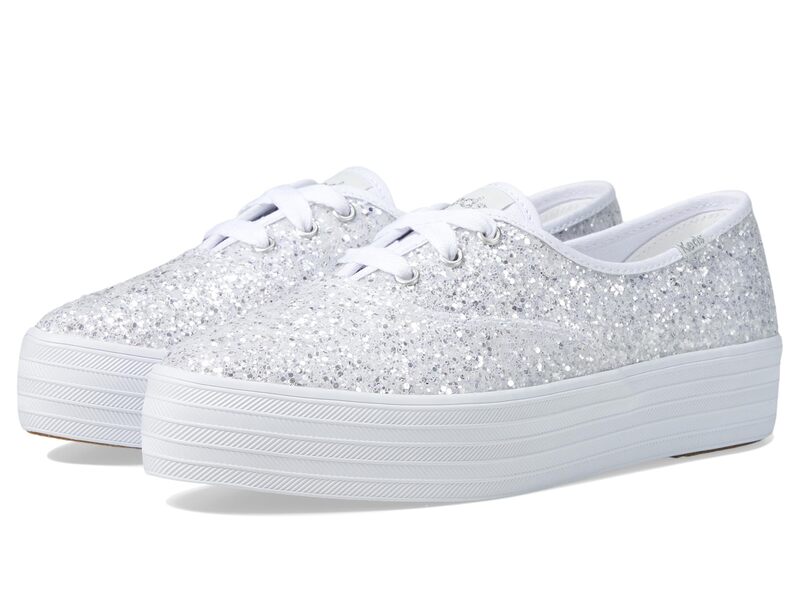 ケッズ レディース シューズ スニーカー スピード競技 Keds Point Lace Up White Glitter 白いこと レディース靴-靴
