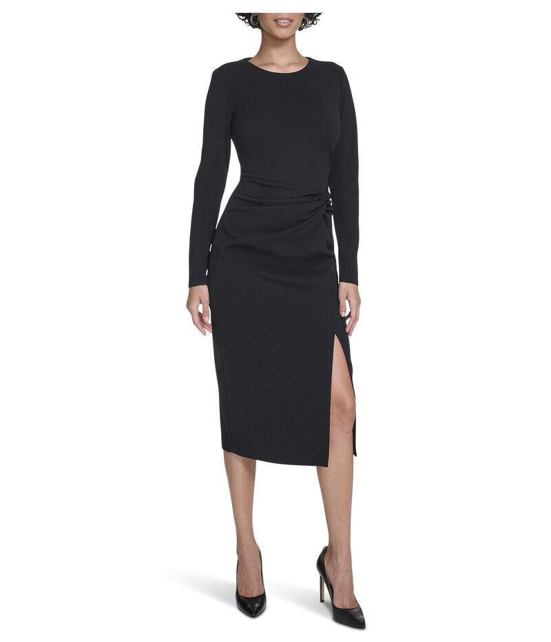 カルバンクライン レディース トップス ワンピース ミディ Calvin Klein Long Sleeve Solid Rouched Midi Black ブラック｜ReVida 店 26,520円