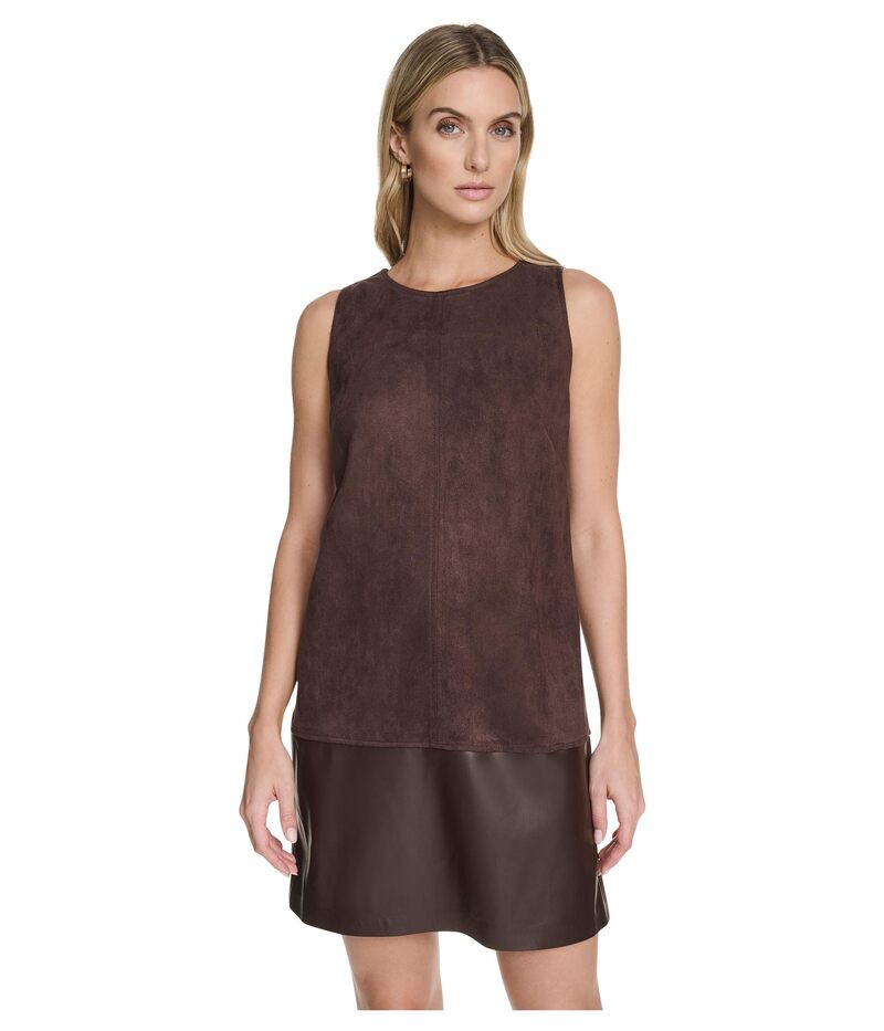 カルバンクライン レディース トップス ワンピースエード Calvin Klein Sleevlessuede Shift Coffee Bean 珈琲