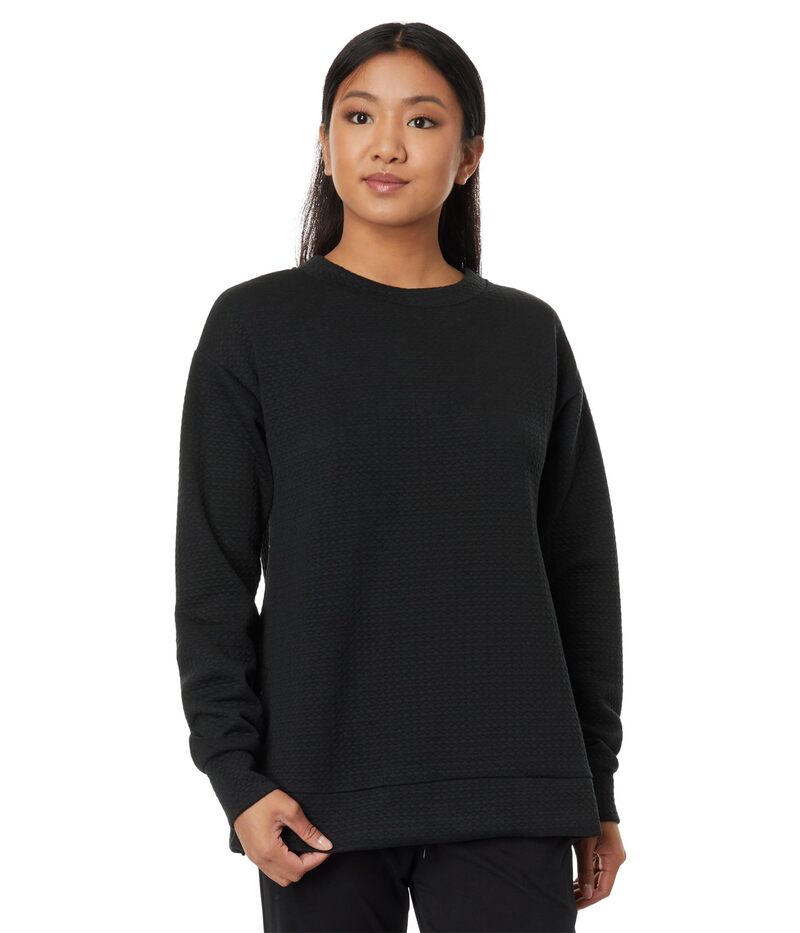 ジョッコーアクティブ レディース トップス シャツ クルーネック キルティング Jockey Active Quilted Textured Crew Neck Deep Black ブラック