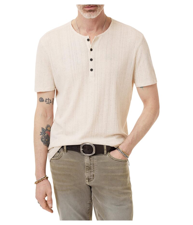 ジョンバルベイトス メンズ トップス シャツ John Varvatos Ciel Henley K6937F25 Chalk チョーク｜ReVida 店