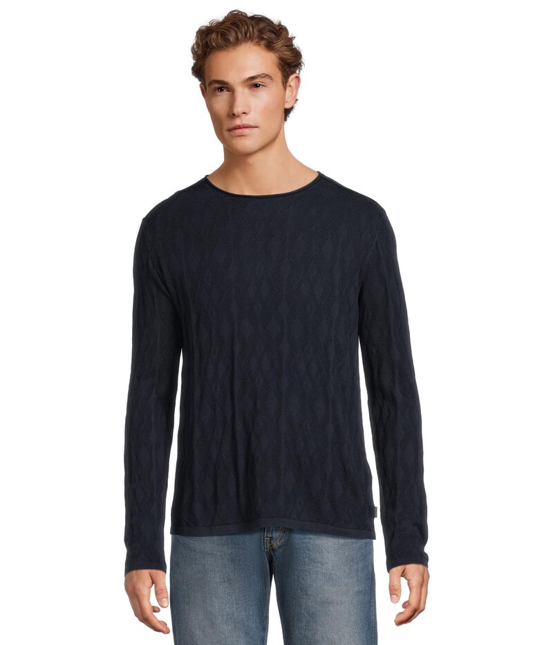 ジョンバルベイトス メンズ アウター ニット・セーター John Varvatos Brycen Crew Y2541W25 Navy ネイビー｜ReVida 店