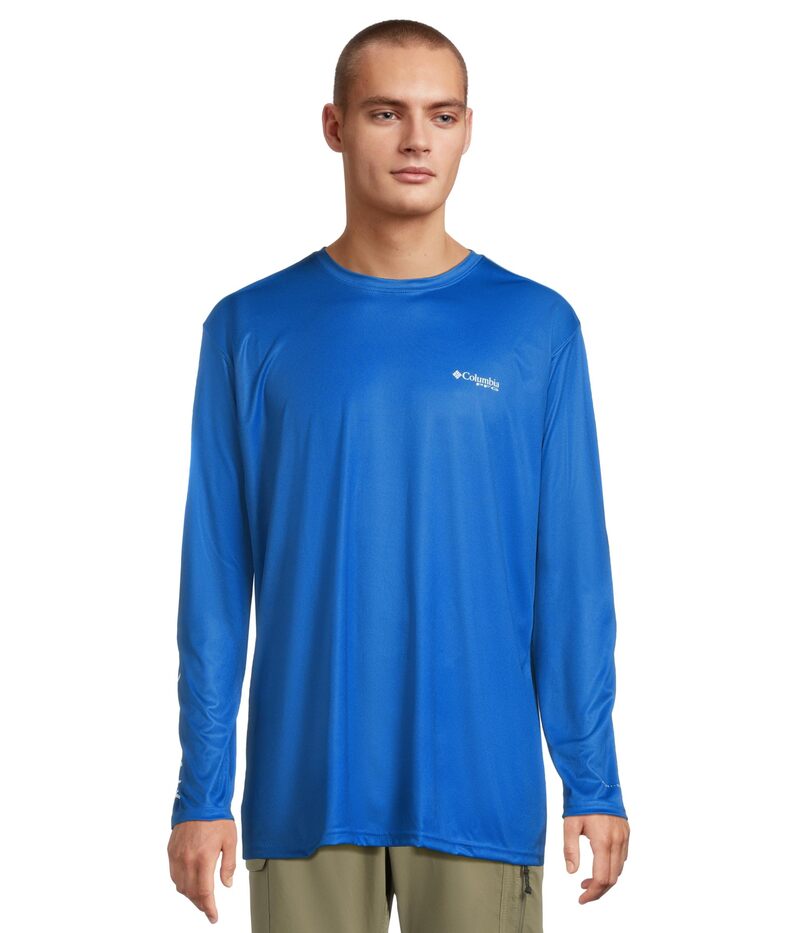 コロンビア メンズ トップス シャツ Columbia Terminal Tackle PFG Fish Star Long Sleeve Vivid Blue/Collegiate Navy Marlin Gradient ネイビー|ReVida 店
