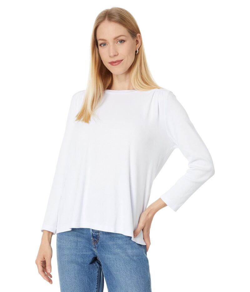 マイケルスターズ レディース トップス シャツ ギャザー Michael Starshelby Ruched Shoulder 3/4 Sleeve Tee White ホワイト｜ReVida 店 11,150円