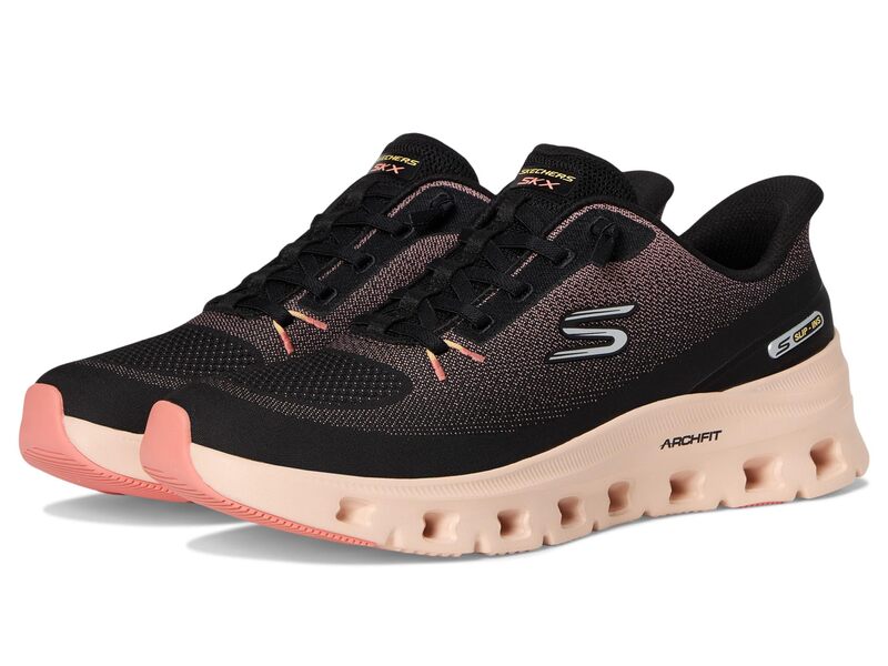 スケッチャーズ レディース シューズ スニーカー SKECHERS Arch Fit Glide-Stepro Hands Free Slip-ins Black Coral ブラック