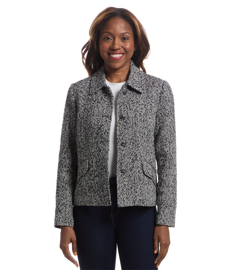 エリオットローレン レディース アウター コート ジャケット Elliott Lauren Power Play - Button Closure Herringbone Jacket with Flapockets Detail Grey Multi グレー｜ReVida 店