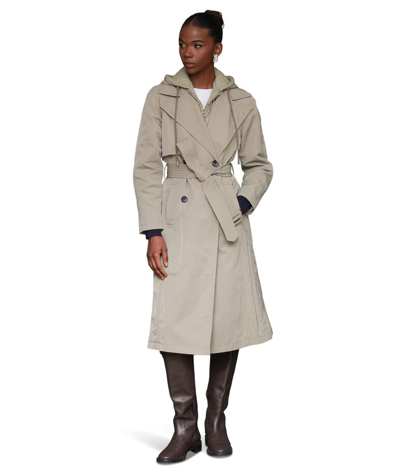 アヴェックレフィーユ レディース アウター コート キルティング Avec Les Filles Raglan Sleeve Trench Coat With Quilted Bib Sage セージ