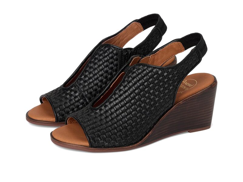 アンドレ地びた レディース シューズ 踵 Andre Assous Belinda Black Woven 黒いこと