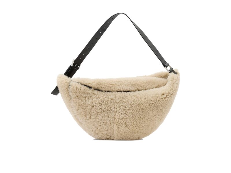 オールセインツ レディース バッグ AllSaints Luna Shearling Shoulder Natural/Black ブラック