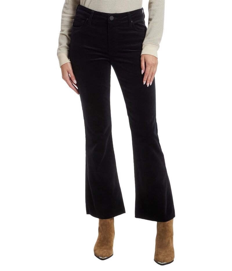 カットフロムザクロス レディース ボトムス ジーンズズボン下 コール天 アンクル KUT from the Kloth Kelsey Corduroy High-Rise Fab Ankle Flare With Raw Hem Black 黒いこと