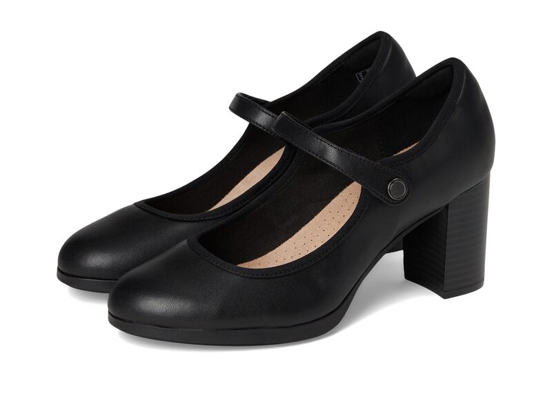 クラークス レディース シューズ ヒール Clarks Bayla Lily Black Leather ブラック|ReVida 店