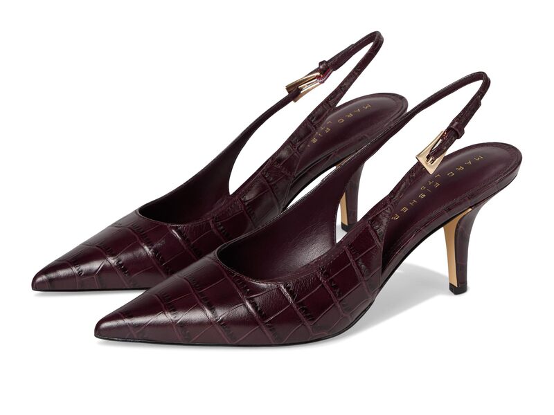 目じるし・フィッシャー レディース シューズ 踵 Marc Fisher LTDorie Dark Brown Croco Leather 赤銅色