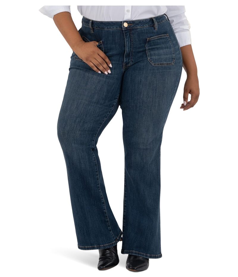 カットフロムザクロス レディース ボトムス デニムパンツ プラスサイズ KUT from the Kloth Plus Ana High Rise Flare With Patch Pockets Regular Hem Deductive