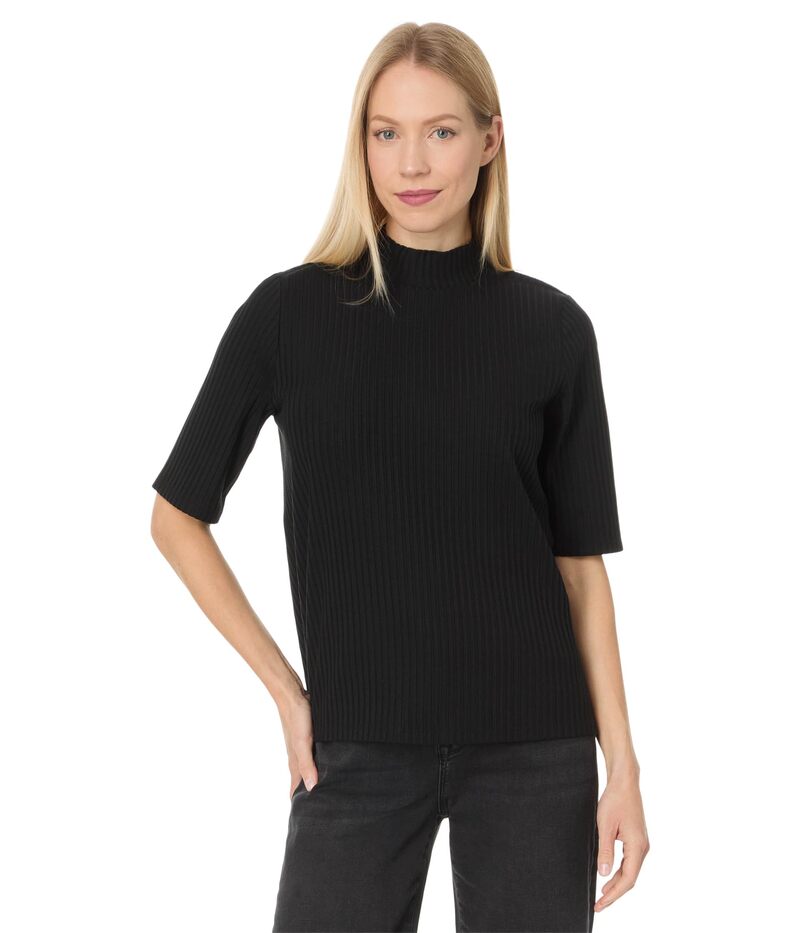 エイリーンフィッシャー レディース トップス シャツ モックネック Eileen Fisher Mock Neck Elbow Sleeve Top Black ブラック