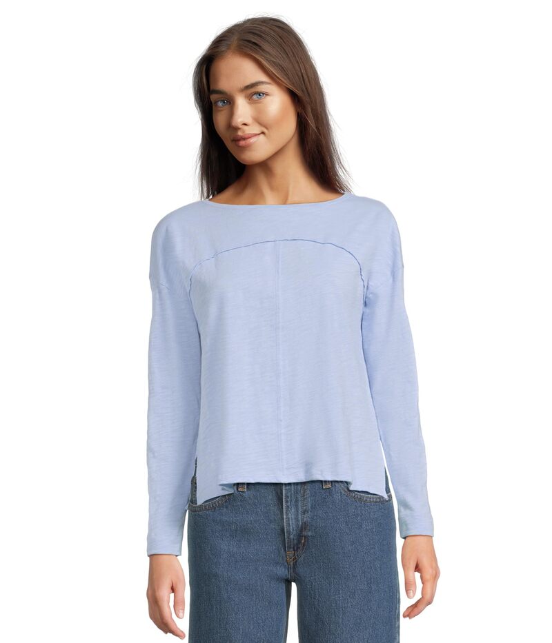 リラピー レディース トップス シャツ ドロップショルダー Lilla P Drop Shoulder Seamed Boatneck Cornflower