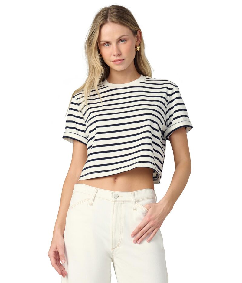 ジョーズジーンズ レディース トップス シャツ Joe's Jeans The Boxy Tee Milk/Navy Stripe ネイビー