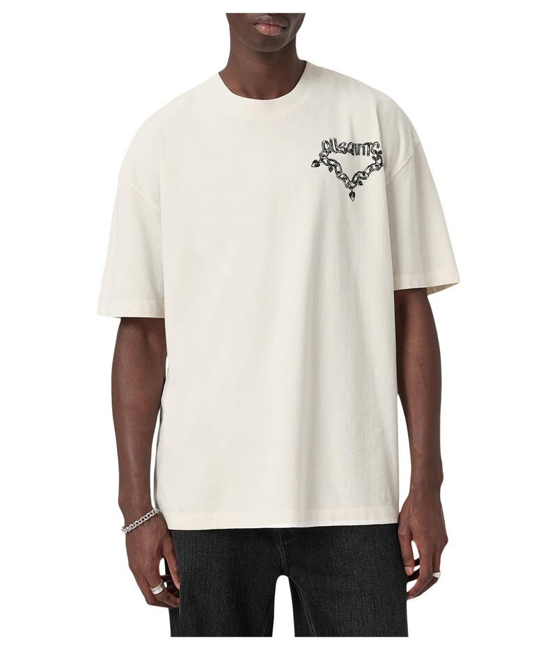 オールセインツ メンズ トップス シャツ AllSaints Drip Short Sleeve Crew Chalk White ホワイト