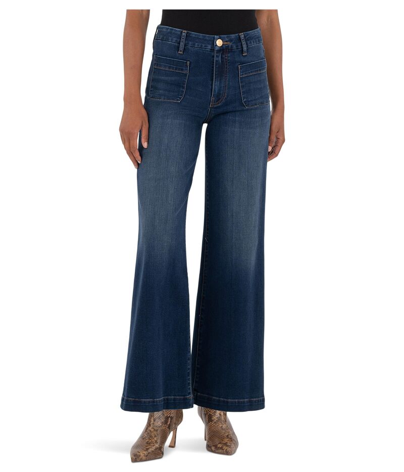カットフロムザクロス レディース ボトムス デニムパンツ ワイドレッグ KUT from the Kloth Meg High-rise Wide Leg With Patch Pockets Reg Hem In Contentment