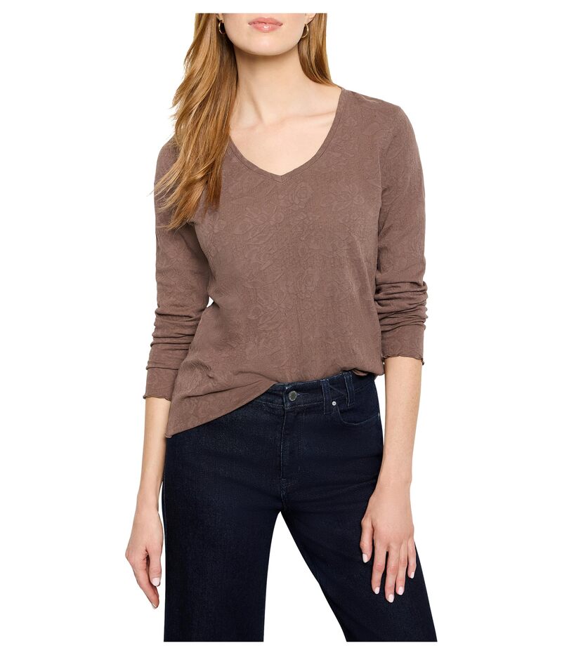 ニックプラスゾーイ レディース トップス シャツ Vネック レース ニット NIC+ZOE Lace Knit V-Neck T-Shirt Cocoa ココア