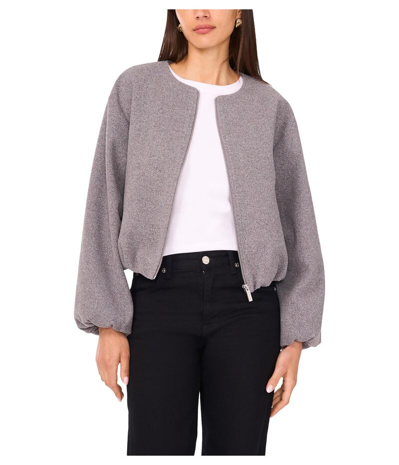 ヴィンスカムート レディース アウター コート クロップド ジャケット Vince Camuto Cropped Long Sleeve Bubble Jacket Medium Heather/Grey グレー｜ReVida 店
