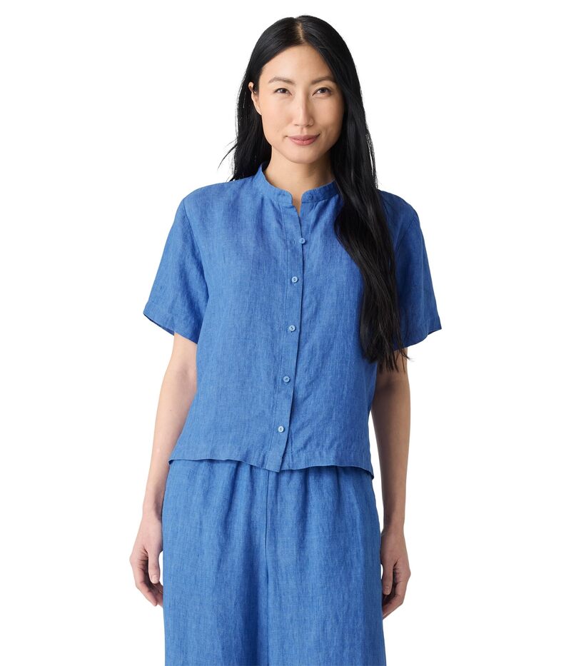 エイリーンフィッシャー レディース トップス シャツ Eileen Fisher Mandarin Collar Shirt Ultramarine