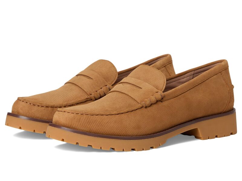 電話を掛けるハーン レディース シューズ スリッポン・ローファー Cole Haan Treena Lug Loafers Golden Honey Corduroy Suede