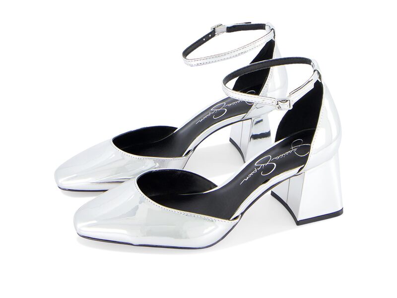 ジェシカシンプソン レディース シューズ ヒール アンクル Jessica Simpson Fuliankle Strap Block Heel Pump Silver シルバー