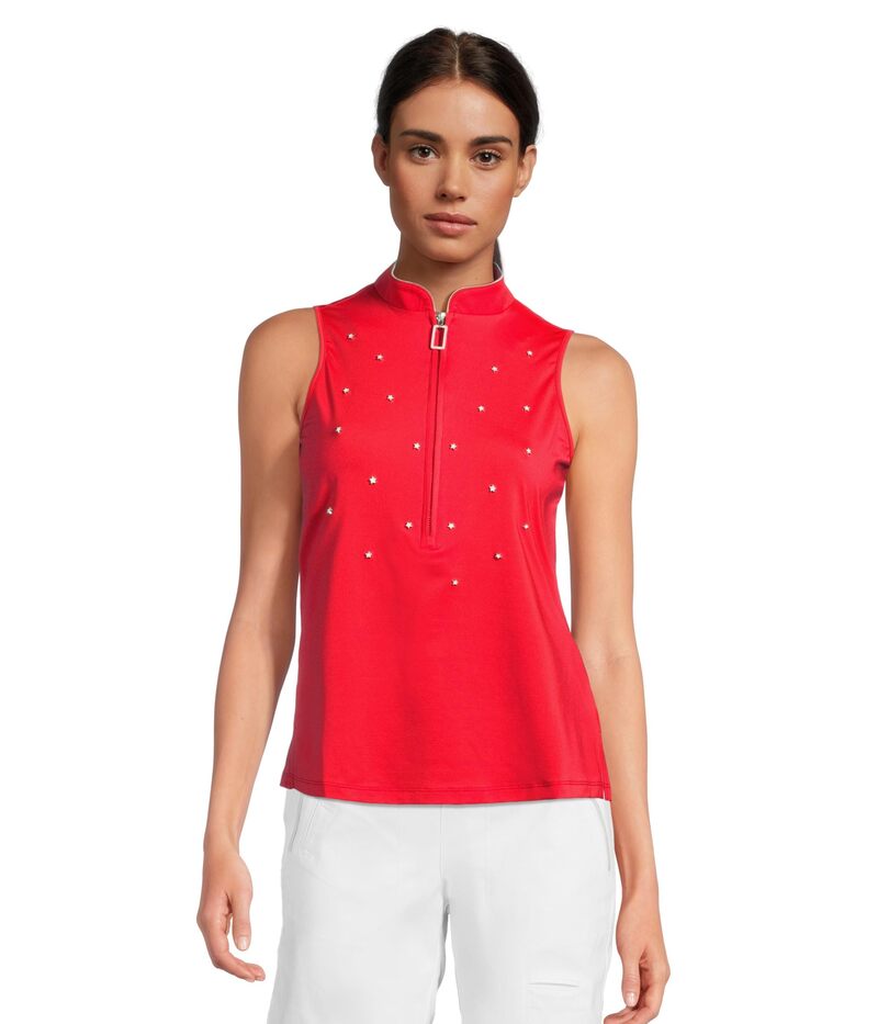 ジャイミーサドック レディース トップス プルオーバー ノースリーブ Jamie Sadock Star Embellished Sleeveless Top Adrenaline Red 赤いこと