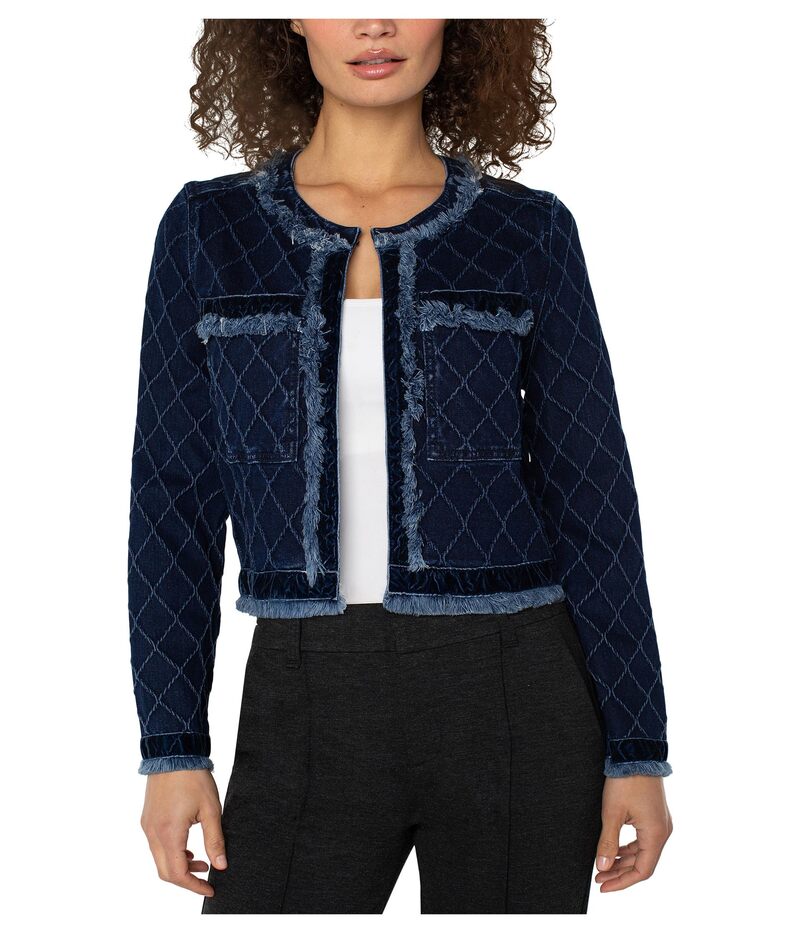 リヴァプール 天使の都市 レディース アウター 厚地の外套 天鵞絨 上衣 Liverpoolos Angeles Fray Edge Jacket W/ Velvetrim Diamondark
