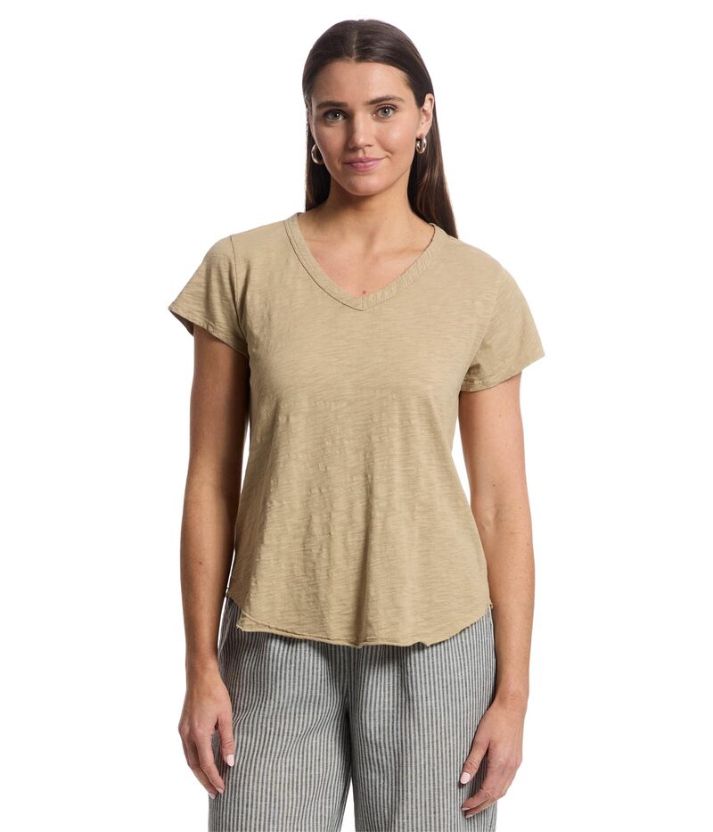 モッドドック レディース トップス シャツ Vネック Mod-o-doc V-Neck Tee with Curved Hem Puddle