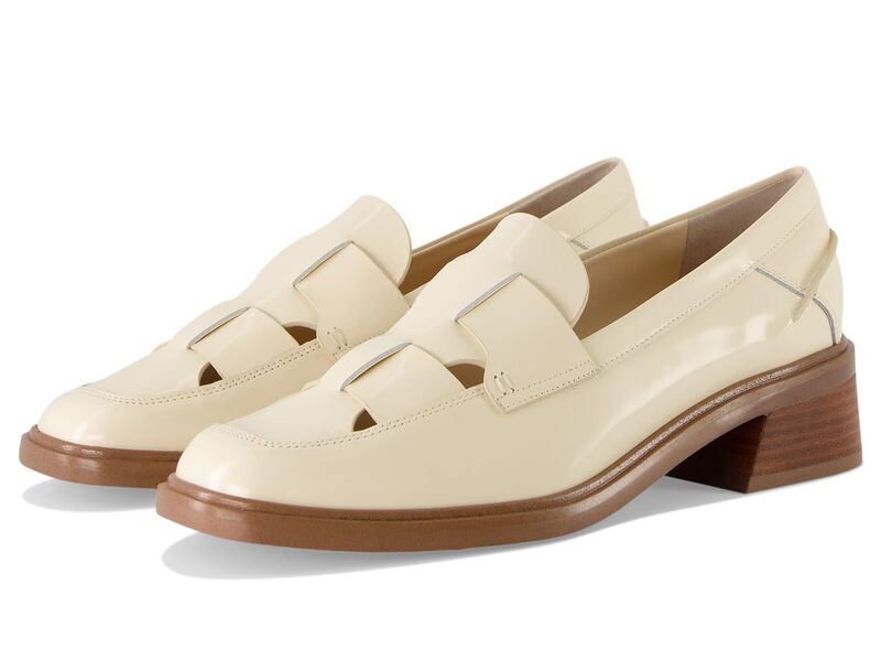 フランコサルト レディース シューズ 踵 カットアウト 置き目毛革 Franco Sarto Gene Cut Out Heeled Loafers Vanilla White Leather 白いこと