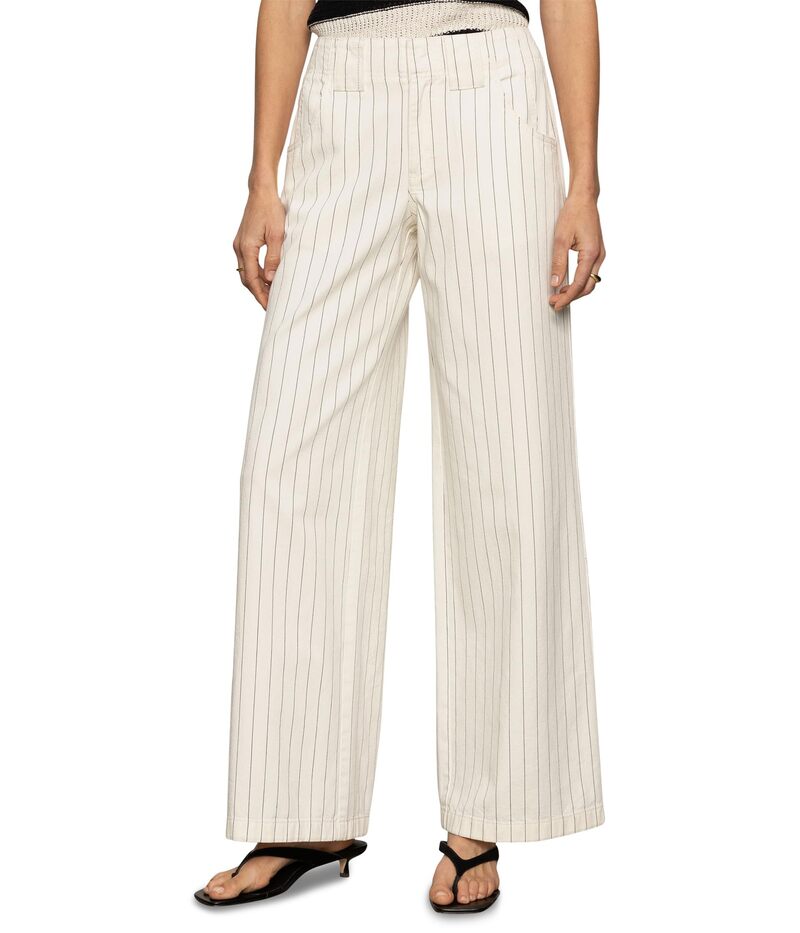 サンクチュアリー レディース ボトムス カジュアルパンツ ワイドレッグ Sanctuary Arden Wide Leg Bleached White Pinstripe ホワイト