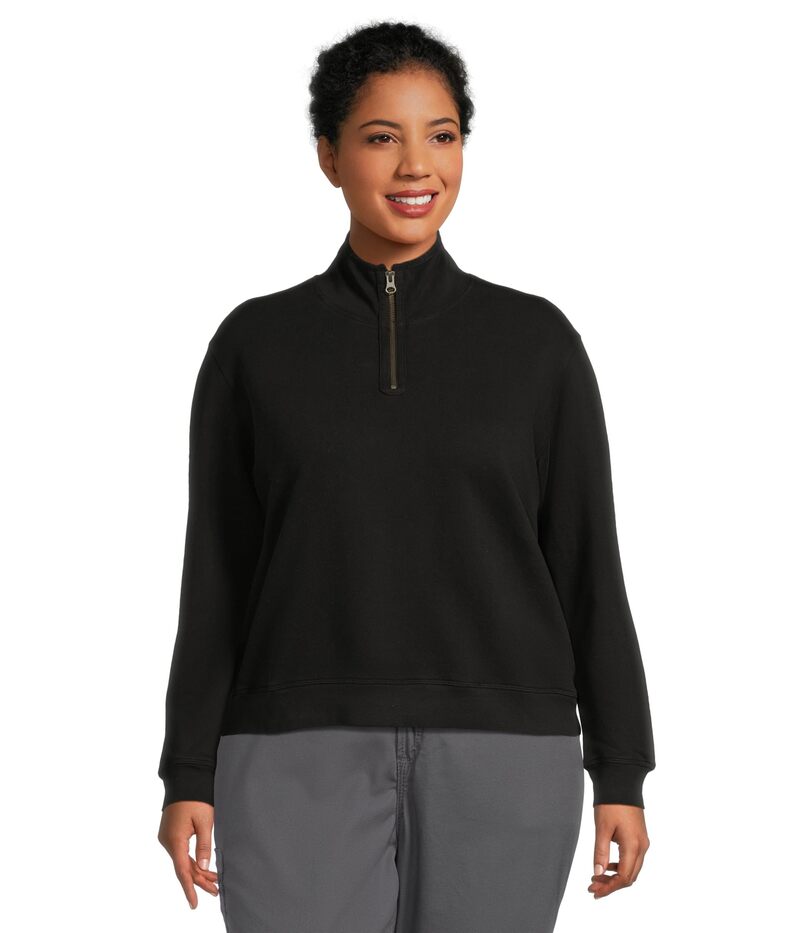 モッドドック レディース アウター パーカー・スウェット スタンドネック シャツ Mod-o-doc Long Sleeve Half-zip Funnel Neck Sweatshirt Black ブラック
