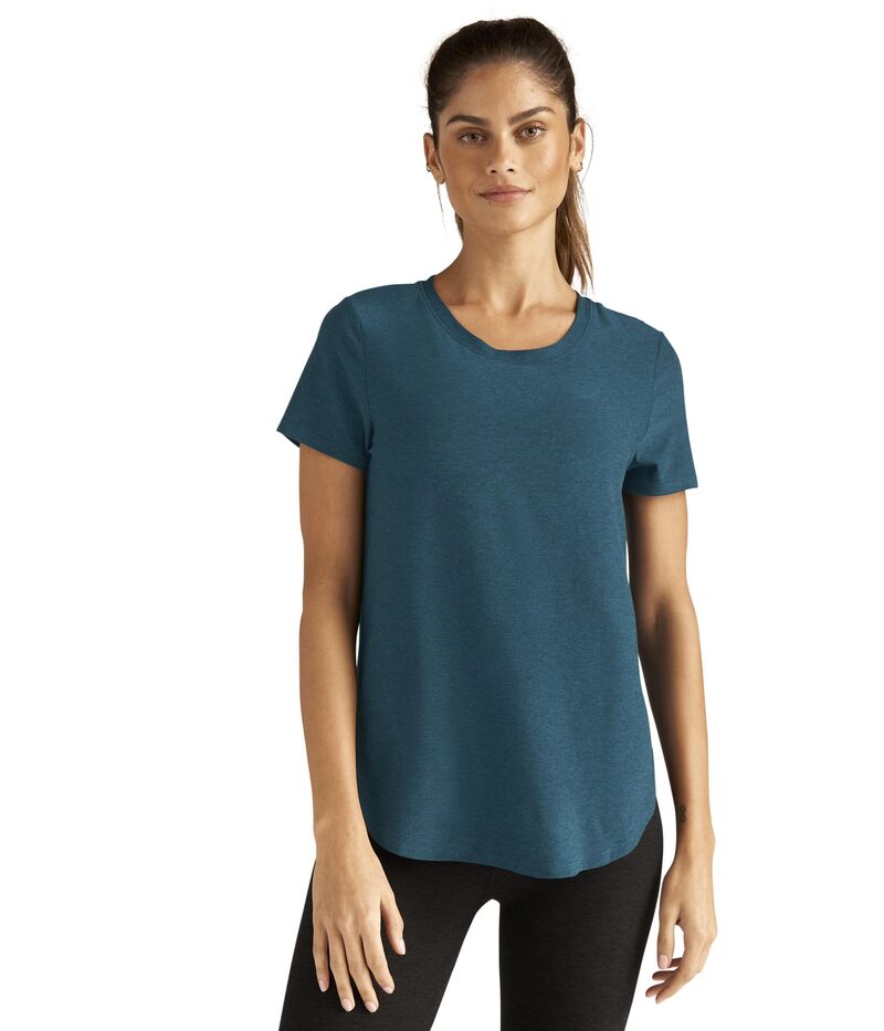 ビヨンドヨガ レディース トップス シャツ ダウン Beyond Yoga Featherweight On The Down Low Tee Blue Gem Heather ヘザー