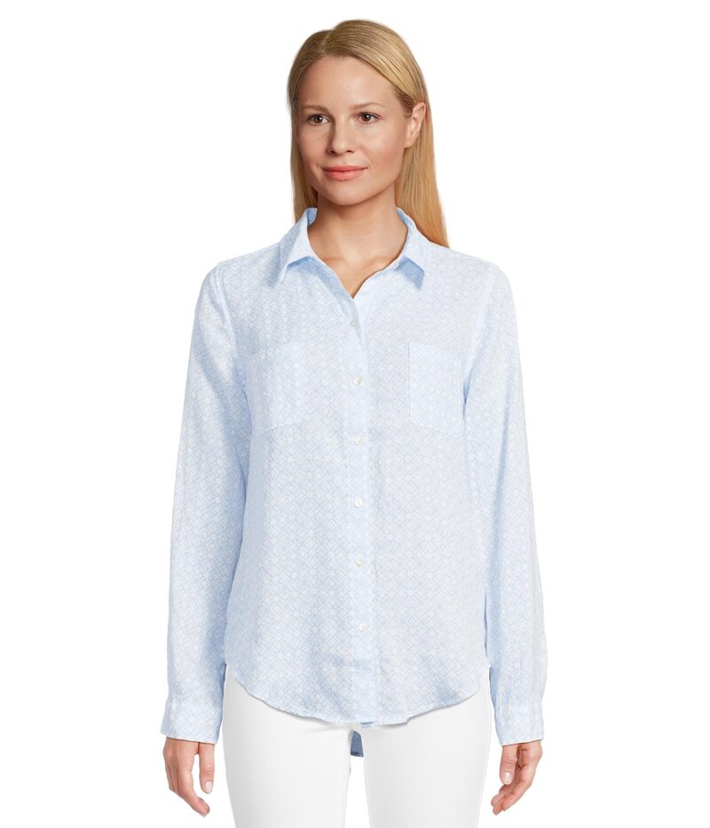 リリーピュリッツァー レディース トップス シャツ ボタンダウン Lilly Pulitzer Sea View Button Down Bluette X Resort White Butterfly Pattern ホワイト