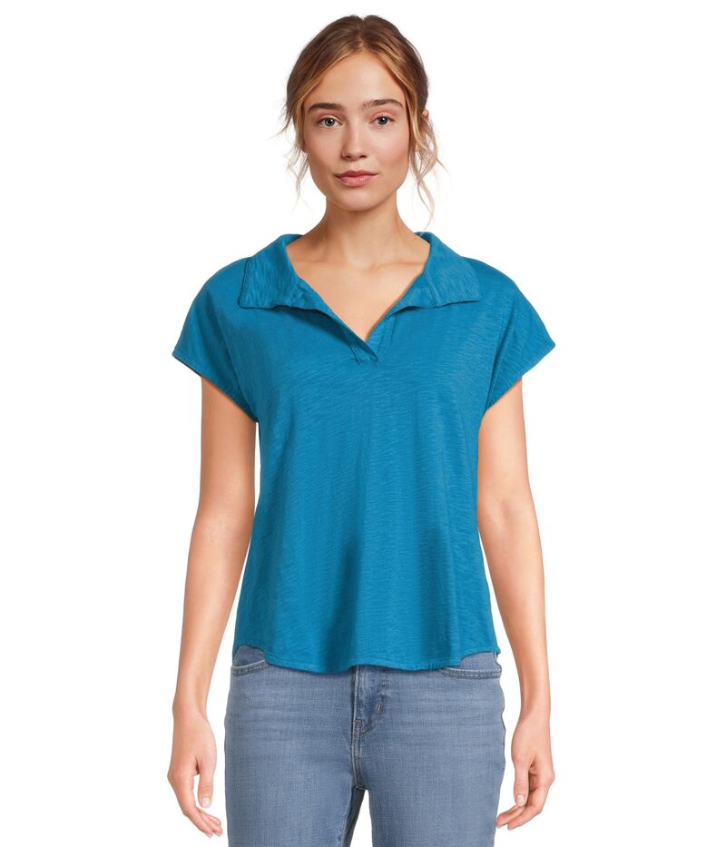 モッドドック レディース トップス シャツ Mod-o-doc Open Dolman Sleeve Polo Tee Calypso Blue ブルー