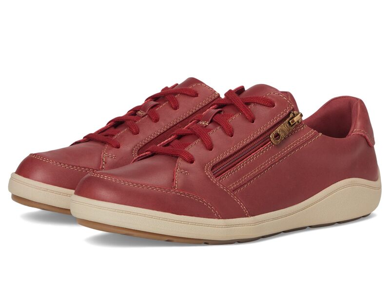 クラークス レディース シューズ スニーカー Clarks Bryianne Bayla Red Leather 赤いこと