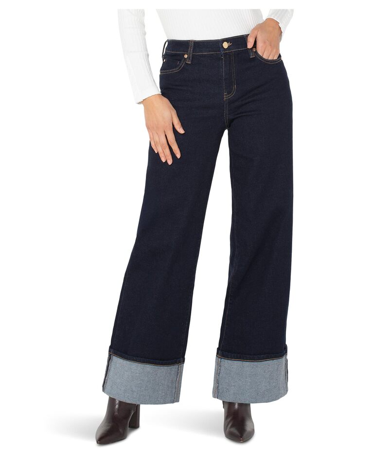 リヴァプール ロサンゼルス レディース ボトムス デニムパンツ ワイドレッグ プチ ジーンズ Liverpoolos Angeles Petite Morgan Mid-Rise Cuffed Wide Leg Jeans 28\