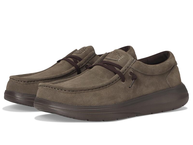ヘイデュード メンズ シューズ スリッポン・ローファー スエード Hey Dude Wally COMF Suede Major Brown/Mole Brown ブラウン