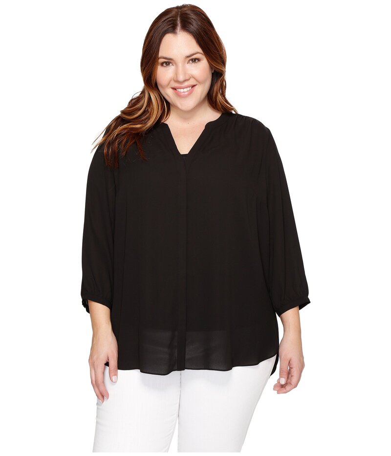 エヌワイディージェイ レディース トップス シャツ プラスサイズ ブラウス NYDJ Plusize Pintuck Blouse Black ブラック｜ReVida 店 14,746円