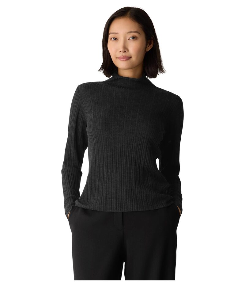 エイリーンフィッシャー レディース アウター ニット・セータートルネック Eileen Fisher Clean Merino Turtle Neck Sweater Charcoal チャコール|ReVida 店