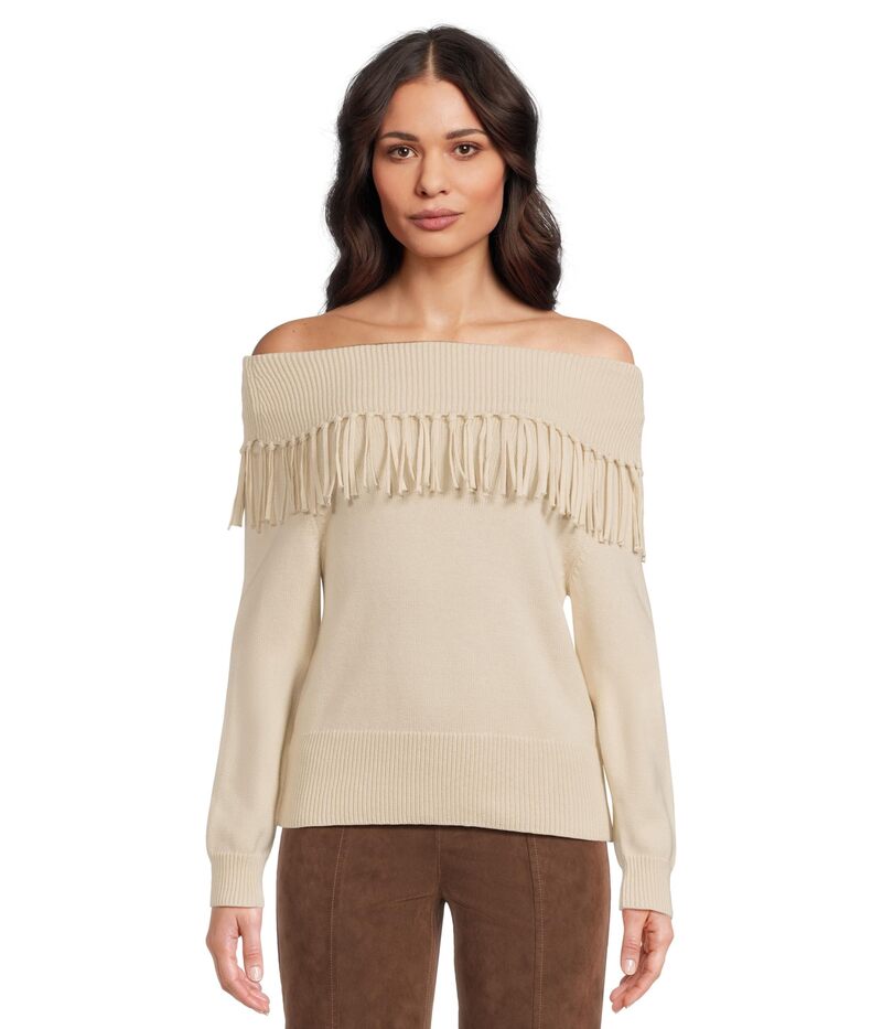 スプレンディット レディース アウター ニット・セーター フリンジ Splendid Simone Fringe Sweater Pale Oak