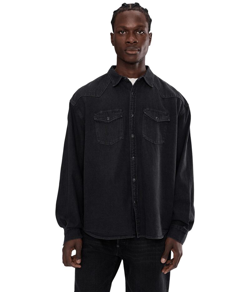 オールセインツ メンズ トップス シャツ AllSaints Fenton Shirt Black ブラック｜ReVida 店