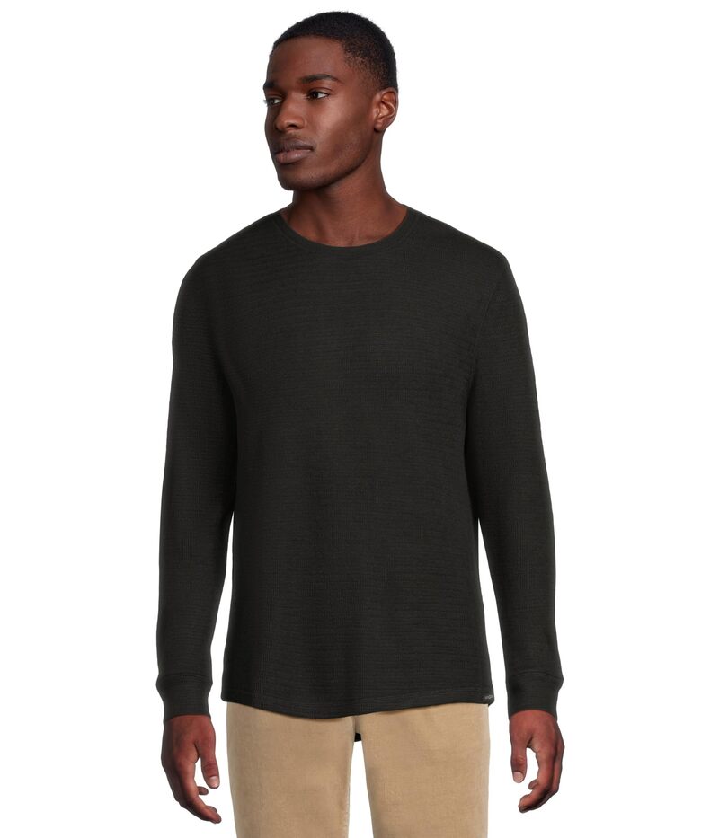 リヴァプール 天使の都市 メンズ トップス プルオーバー 労働者の一団のど首 編み物 Liverpoolos Angeles Long Sleeve Texturedouble Knit Crew Neck Shirt Black 黒いこと