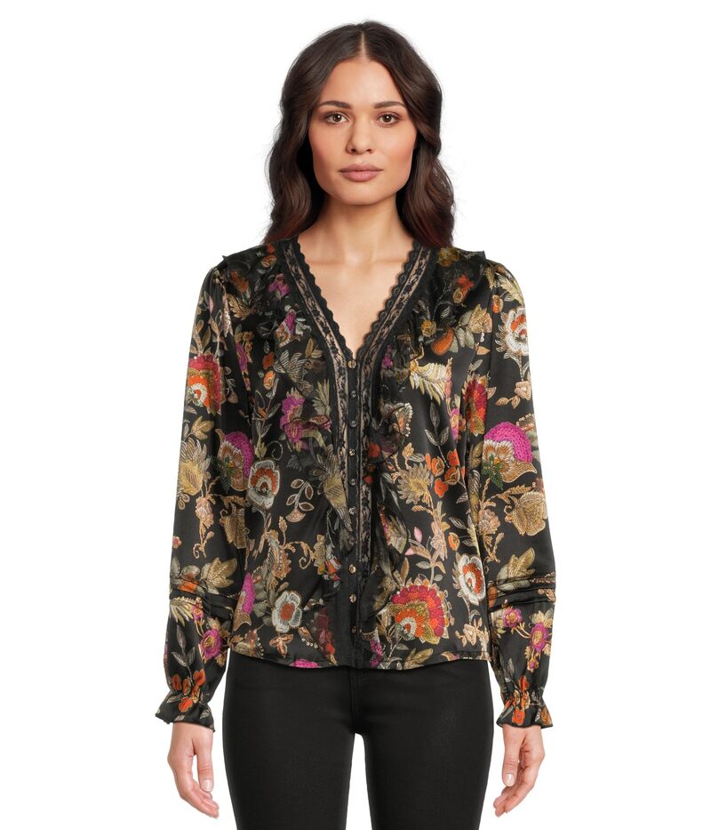 ジョニーワズ レディース トップス シャツ ブラウス Johnny Was Claudia Blouse - Lowri/Black ブラック｜ReVida 店