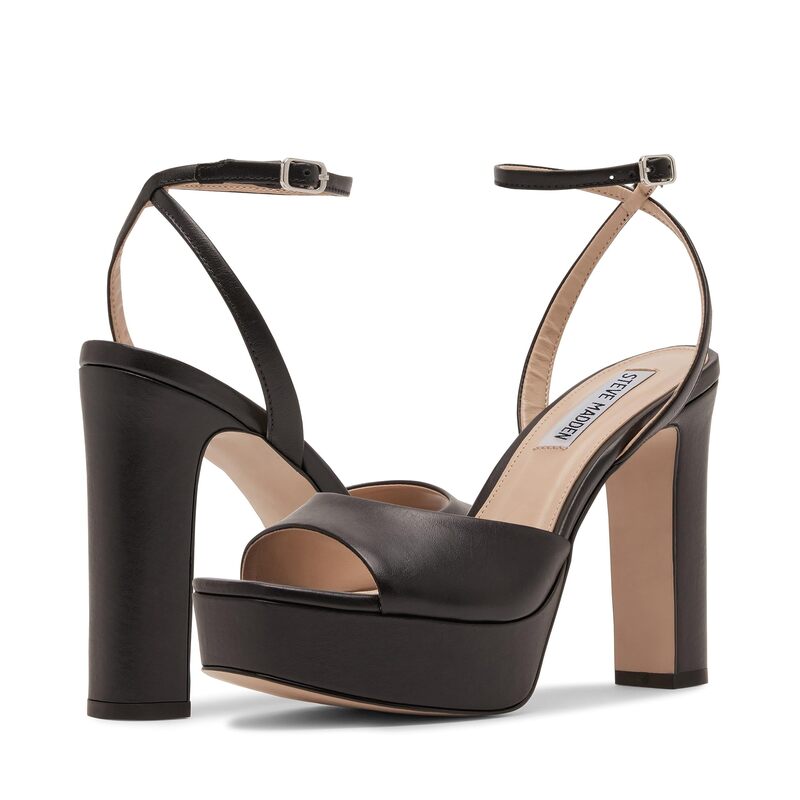 スティーブ マデン レディース シューズ ヒール Steve Madden Assured Black Leather ブラック