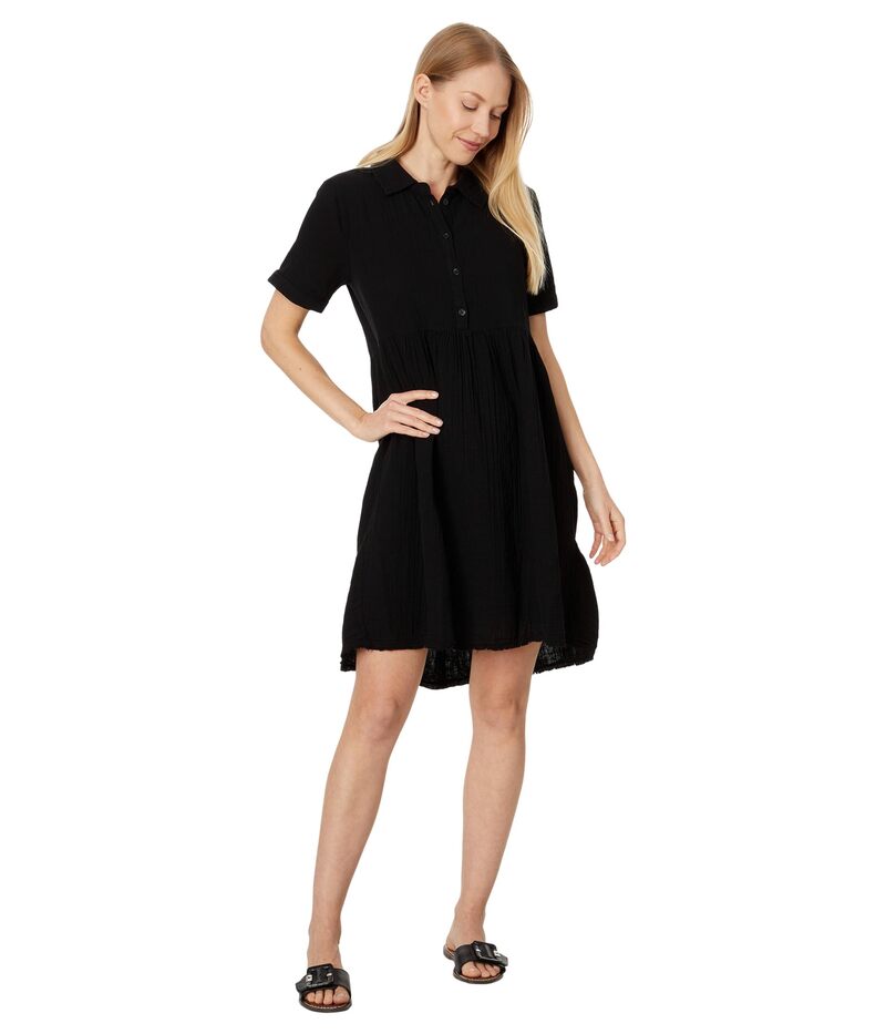 モッドドック レディース トップス ワンピース ティアード Mod-o-doc Roll-Up Sleeve Tiered Back Dress Black ブラック